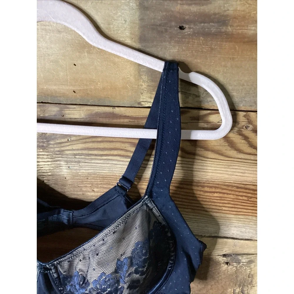 Soma Bra Sensuous BLACK Floral Lace Nude Lined Wired Padded Strap 40C